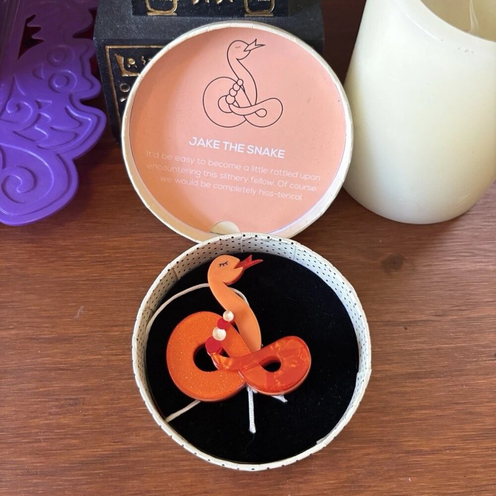 NIB Erstwilder Jake the Snake Brooch, Retired 2018 Wilder West Collection